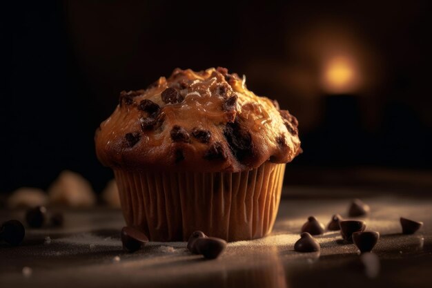 muffin aux pépites de chocolat et centre gluant