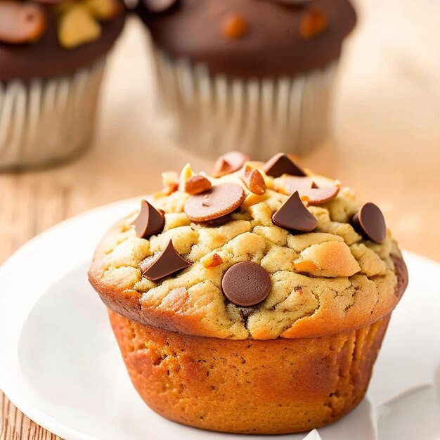 Un muffin aux pépites de chocolat décadent