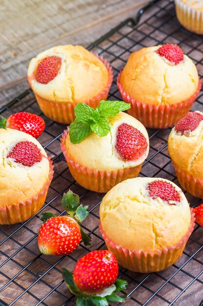 Un muffin à la fraise