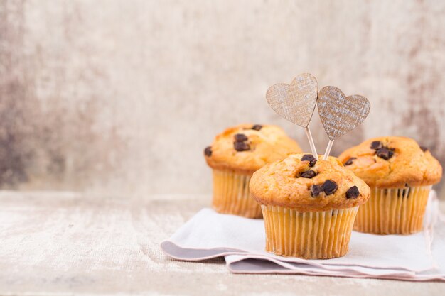 Muffins au chocolat avec flocons de chocolat