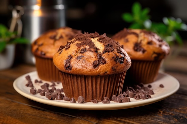 Des muffins au chocolat indulgents, un dessert généré par Ai.