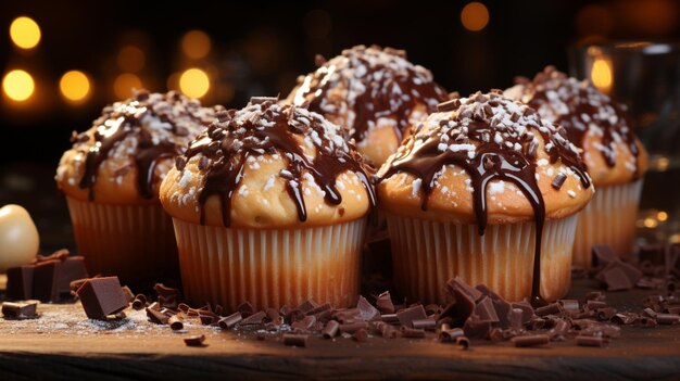 des muffins au chocolat