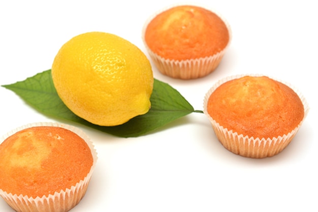 Muffins au citron sur fond blanc