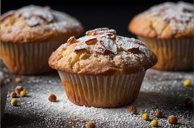 Muffins au sucre en poudre