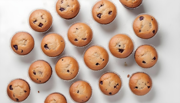 des muffins sur un fond blanc