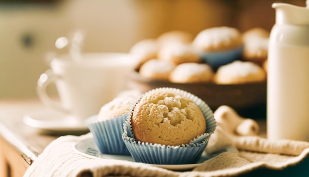 Muffins gâteaux faits maison servis pour le thé Generative Ai