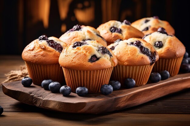 Les muffins rustiques et les bleuets