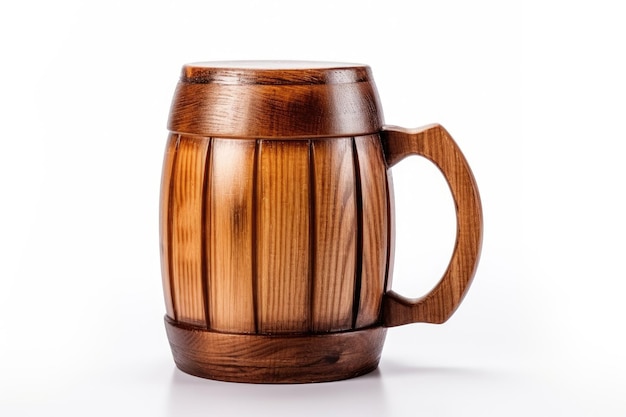 Mug en bois sur fond blanc