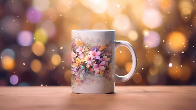 Photo mug avec fleur et fond propre