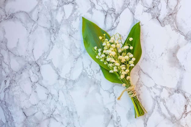 Muguet ou maylily sur fond de marbre