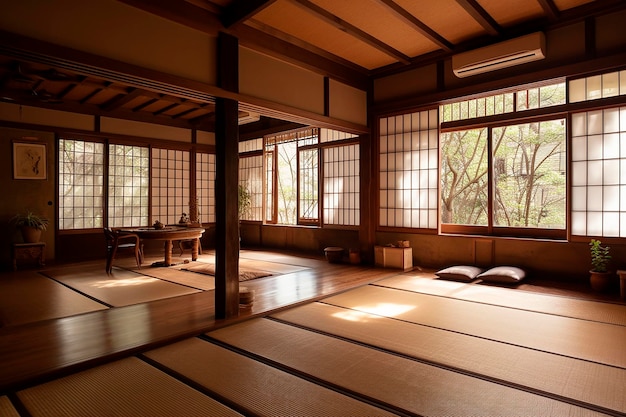 Muji conçoit une chambre en bois vide et nettoyage intérieur d'une chambre japonaise