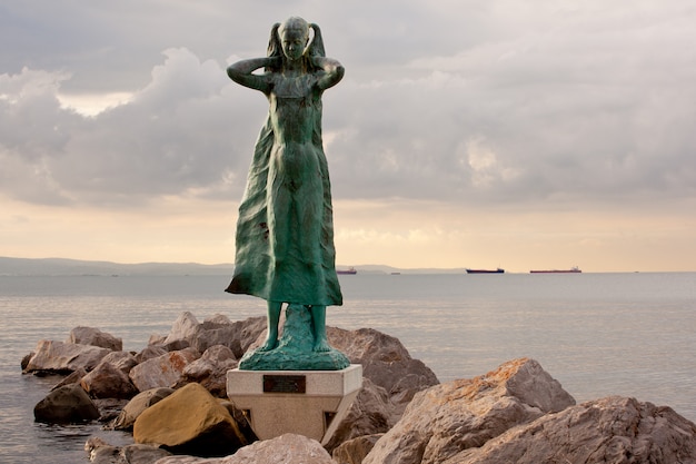 Photo la mula de trieste statue sur la mer