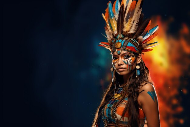 Mulher Indigena da Amazonia Com Pinturas Corporais e Espaco para Copy (Femme indigène de l'Amazonie et l'Espagne pour la copie) est une peinture qui a été réalisée dans le cadre d'un projet d'artisanat.