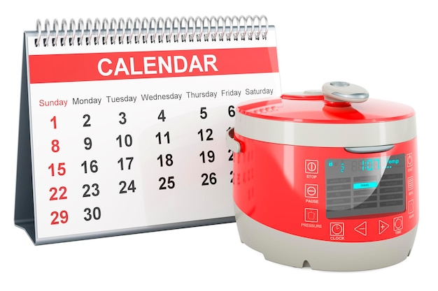 Multicuiseur automatique avec rendu 3D du calendrier de bureau