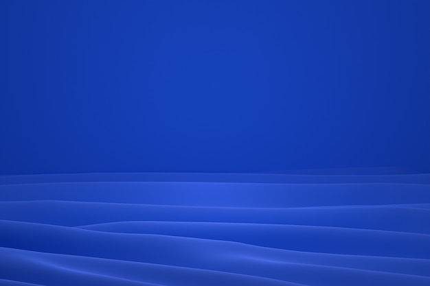 Mur abstrait bleu architecture vague abstrait rendu 3d, fond bleu pour la présentation