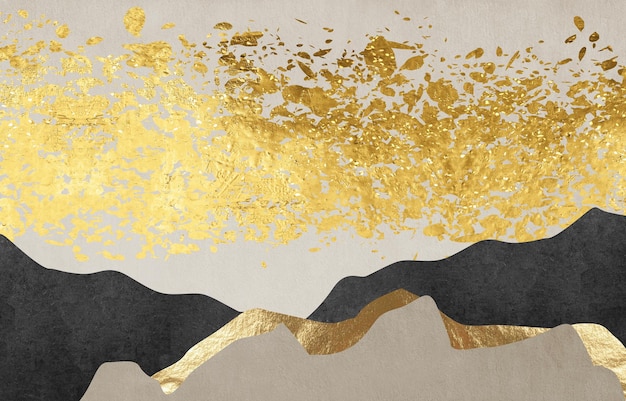 Mur d'art moderne de mode de fond d'or abstrait de géométrie