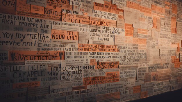 un mur avec beaucoup de messages, y compris le mot g