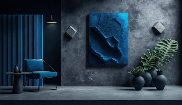 Mur de béton et de ciment bleu foncé et bleu pour présenter le produit et l'arrière-plan