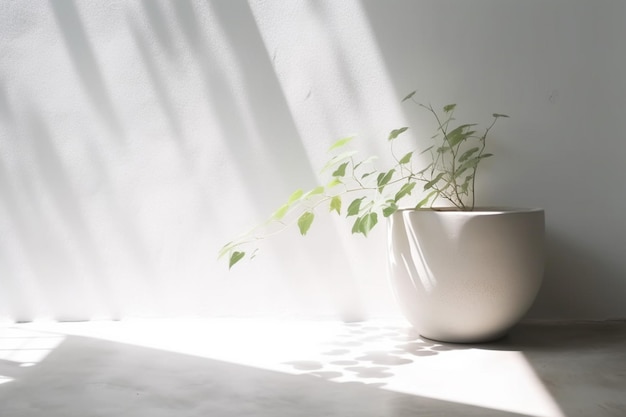 Mur de béton photo salle vide avec des plantes sur un sol Concept exotique d'été minimal avec espace de copie AI générative