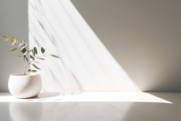 Mur de béton photo salle vide avec des plantes sur un sol Concept exotique d'été minimal avec espace de copie AI générative