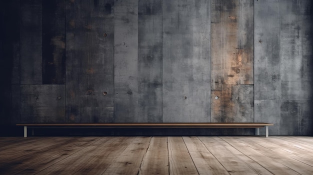 un mur en béton avec un plancher en bois et un planchers en bois avec un sol en bois et une planchère en bois.