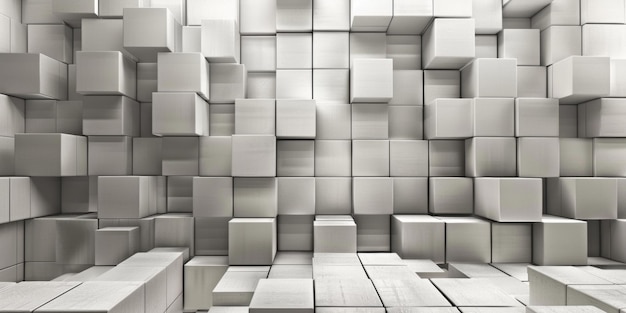 Un mur blanc avec beaucoup de cubes blancs en arrière-plan