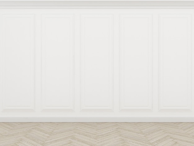 Mur blanc classique avec parquet