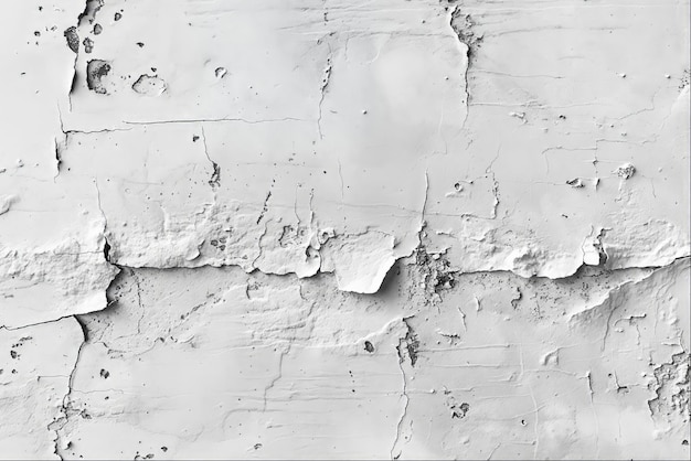 Mur blanc avec des fissures détaillées et une texture de peinture pelée pour l'arrière-plan ou les éléments de conception