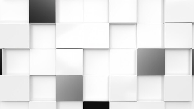 Photo un mur blanc et noir avec des carrés de différentes tailles