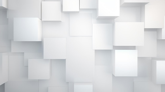 Photo un mur blanc avec de nombreux cubes de différentes tailles