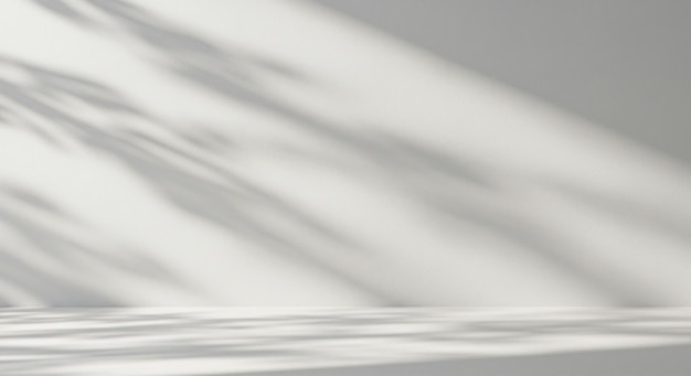 Mur blanc avec des ombres de plantes en arrière-plan