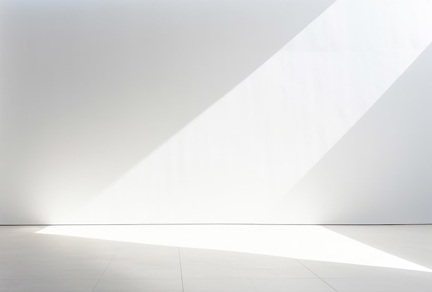 Mur blanc avec des ombres et des reflets de la texture du soleil et de l'espace vide