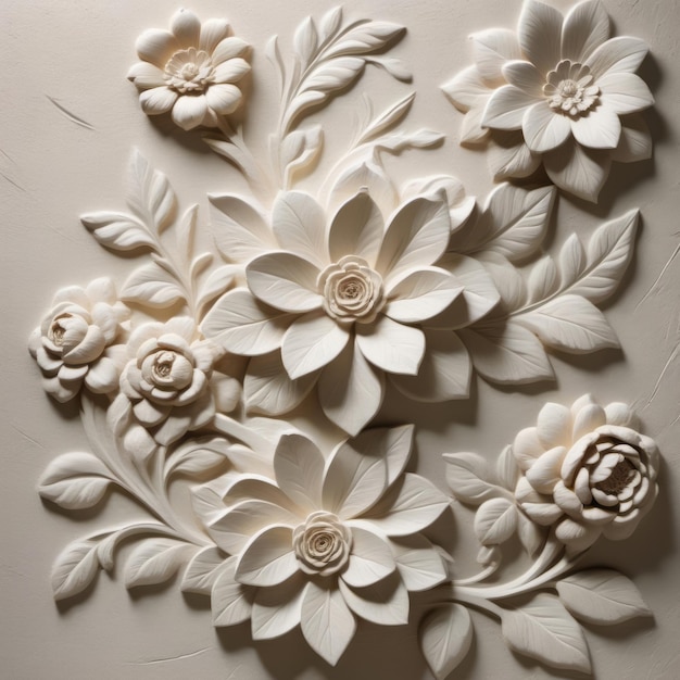 Le mur blanc orné de fleurs