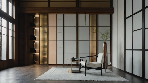 Le mur blanc de la perfection immaculée à l'intérieur de Japandi