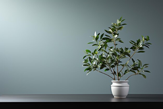 un mur blanc et une plante en plastique vide se tiennent des arrière-plans minimalistes