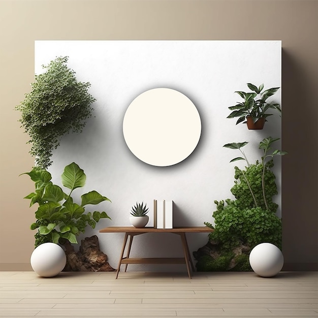 Un mur blanc avec des plantes et une plante dessus.