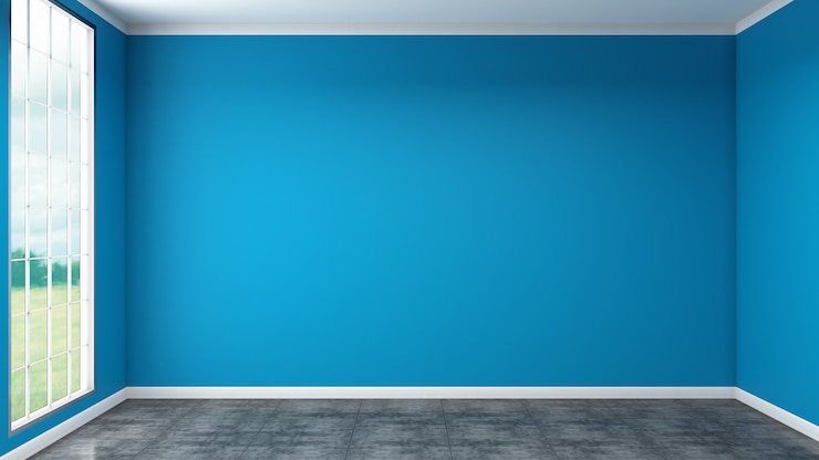 Mur bleu et béton Carrelage