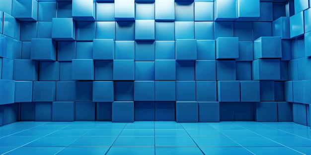 Un mur bleu fait de cubes bleus à l'arrière-plan