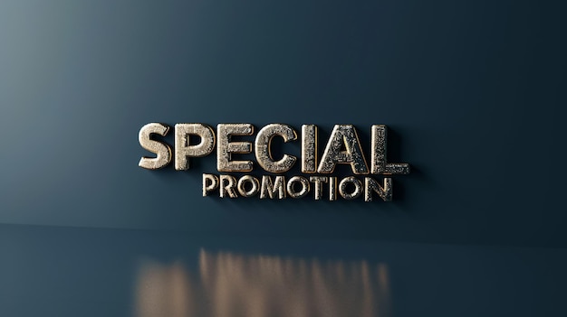 un mur bleu avec un logo en or qui dit offre spéciale