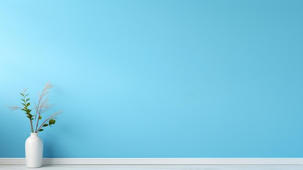 Photo le mur bleu minimaliste et le sol blanc