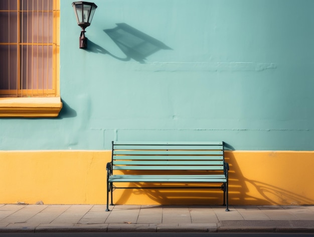 un mur bleu et un mur jaune l'un à côté de l'autre