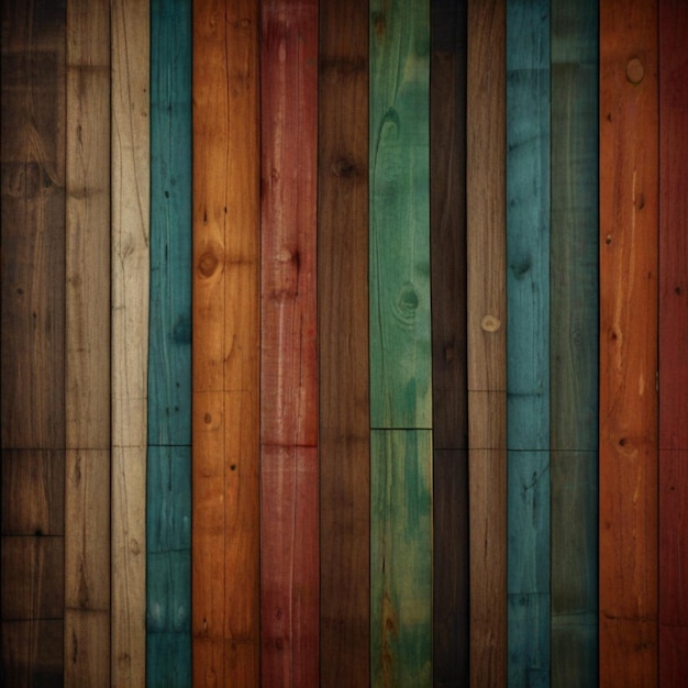 Photo un mur en bois avec une clôture en bois avec quelques couleurs