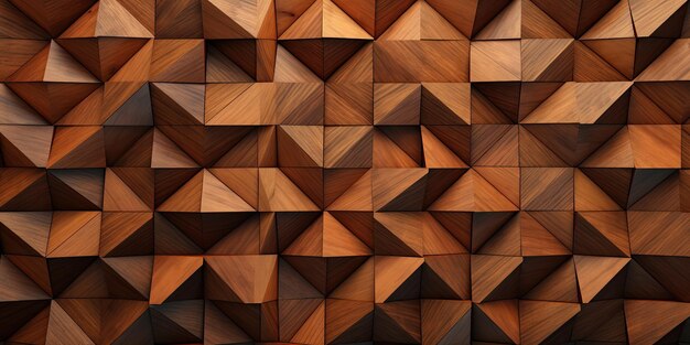 Photo un mur en bois est recouvert de nombreux triangles en bois à fond géométrique 3d