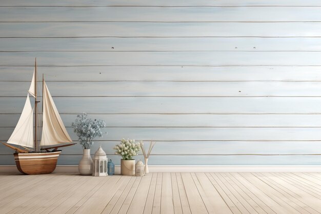 Mur en bois avec une esthétique côtière