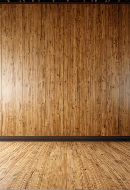 un mur en bois avec un sol en bois et un plancher en bois