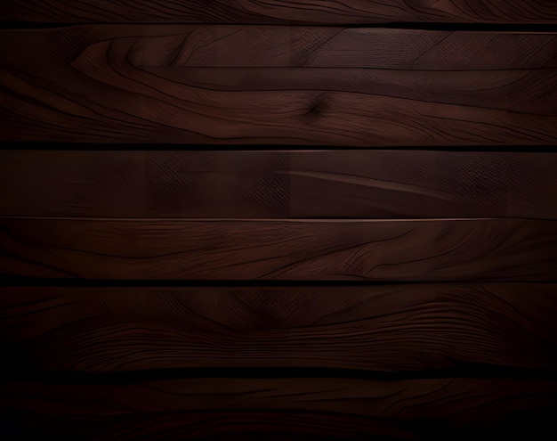 Un mur en bois sombre avec un fond marron foncé et une texture en bois.