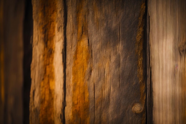 Un mur en bois avec une tache brune qui contient une vis.