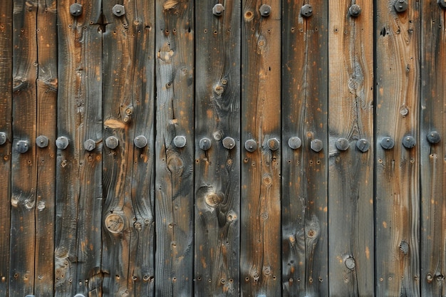 mur en bois avec une texture en acier rouillé, en métal et en ongles fond planche brune fond mur en bois