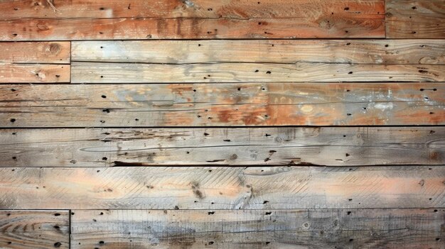 Un mur en bois avec une texture granuleuse et quelques trous