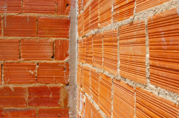 Mur de briques en construction de briques de maison brésiliennes en construction au brésil blocs ou briques